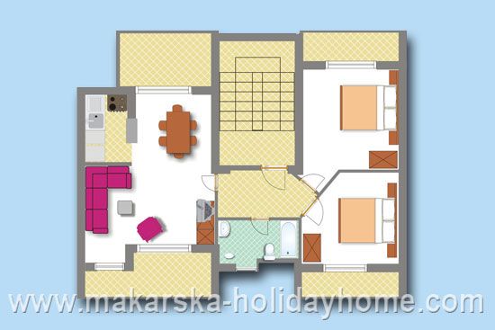 apartmani bekavac makarska tlocrt apartmana