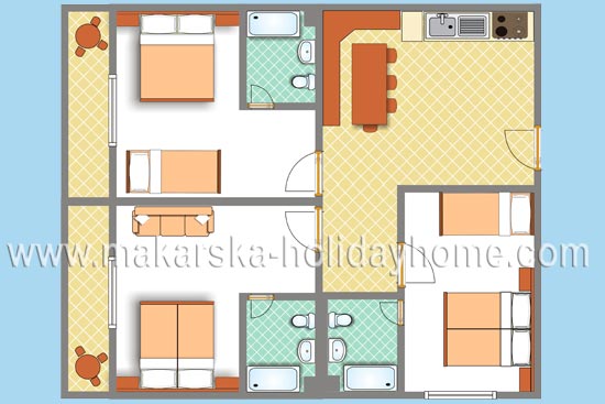 apartmani bekavac makarska tlocrt apartmana