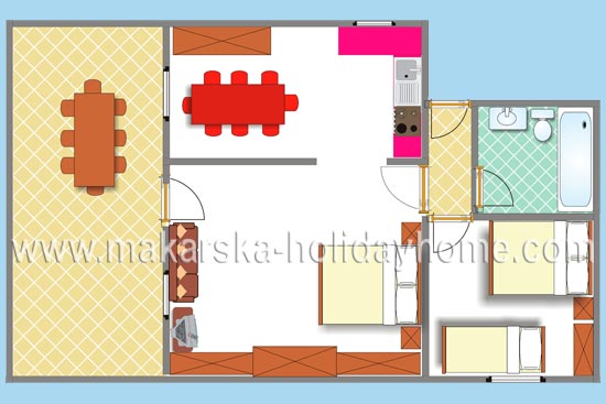 apartmani bekavac makarska tlocrt apartmana